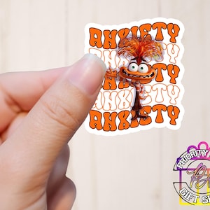 Anxiety Sticker Easy Peel Waterproof Vinyl Sticker Set of 6 Disney Water Bottle Sticker Laptop Sticker Anxiety Inside Out Sticker, stickers