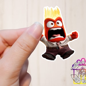 Anger Sticker Easy Peel Waterproof Vinyl Sticker Set of 6 Disney Water Bottle Sticker Laptop Sticker Anger Inside Out Sticker