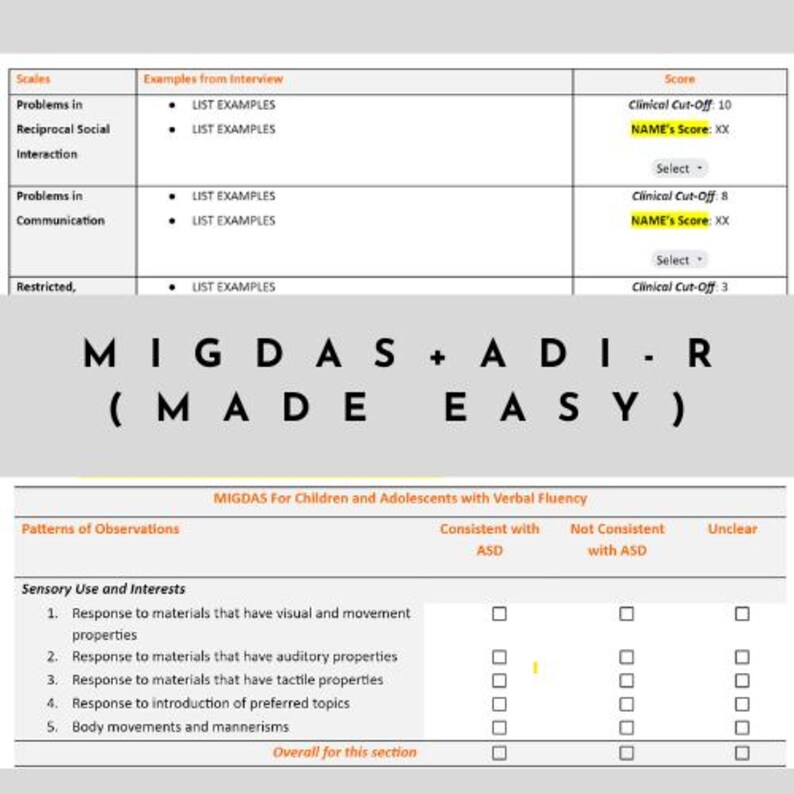 ASD (child) Report Template - Psychology - Etsy