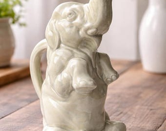 Antiker Sarreguemines Elefantenkrug französisch Majolikacharakter Krug Anfang 1900 Barbotine seltene Sammlerkeramik