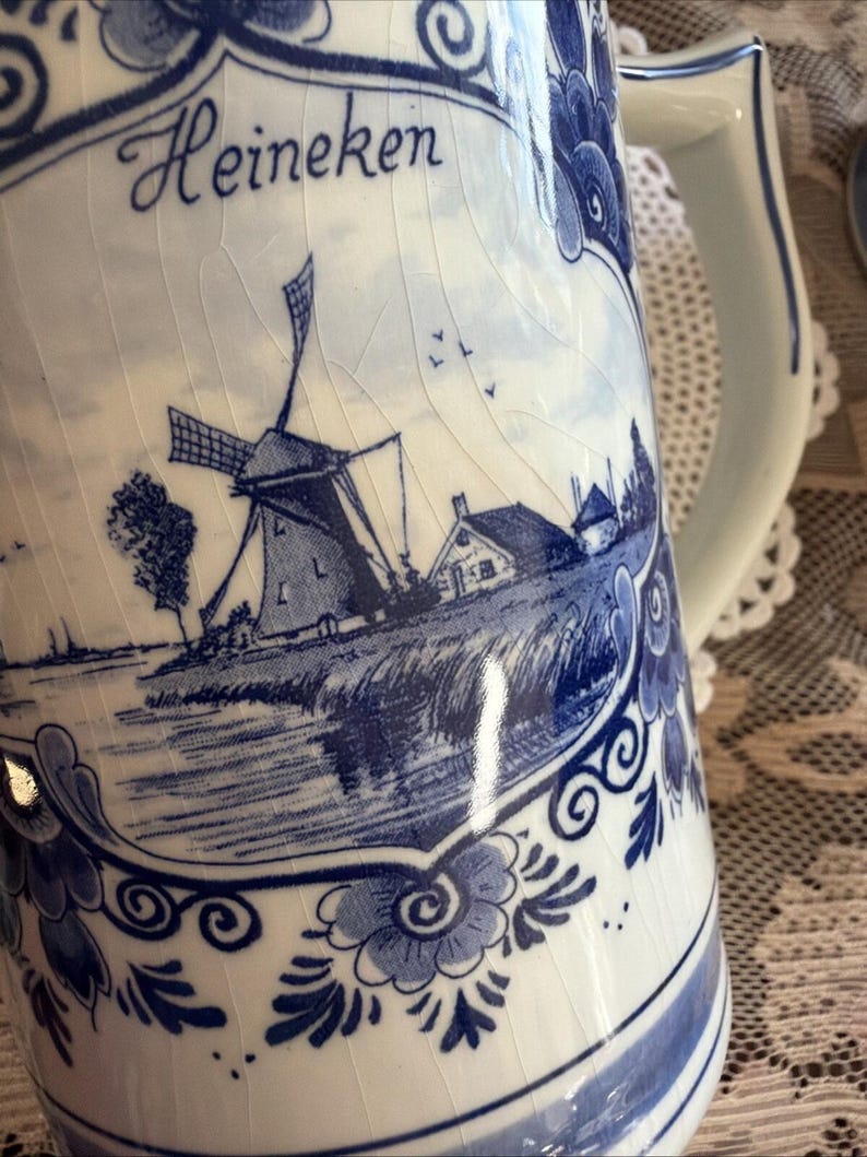 Delft Blue Hand Painted Heineken Beer Tankard Stein Mug Vintage Holland Lot 3 image 8