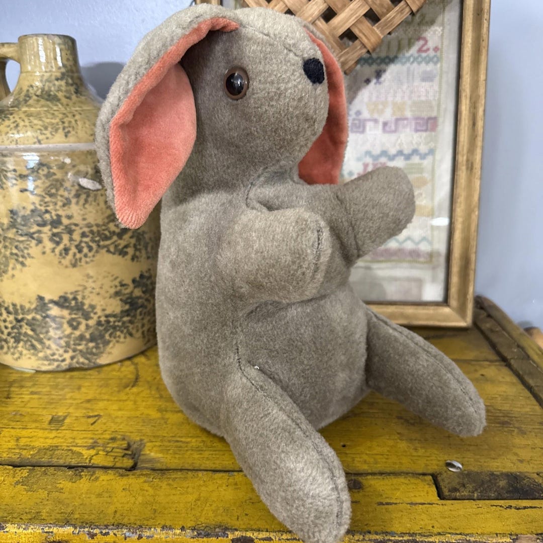 Vintage Plush Easter Bunny 1950s 60s Rabbit Brown Chubby 11.5” Spring ...