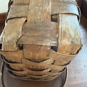 Antique Splint Oak Double Handle Gathering Wood Woven Basket 16x10x10 ...