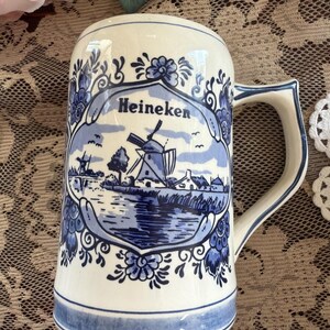 Delft Blue Hand Painted Heineken Beer Tankard Stein Mug Vintage Holland Lot 3 image 4