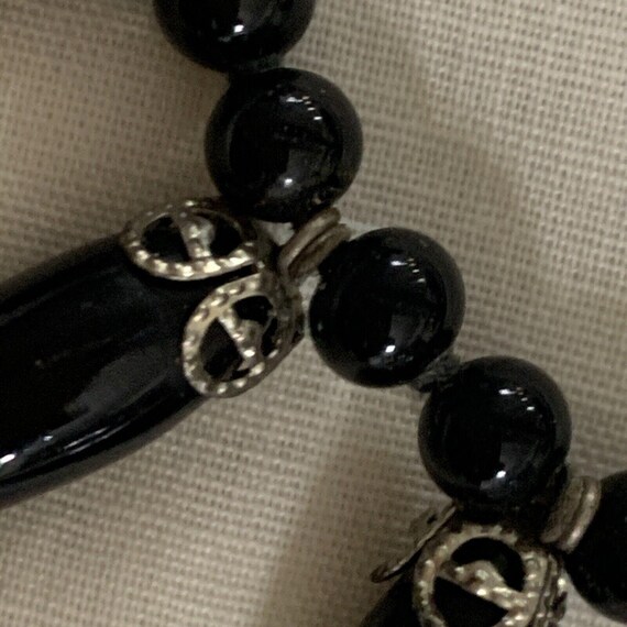Authentic Unique Vintage Necklace Jet Black Glass… - image 5