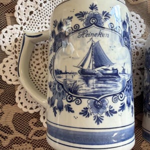 Delft Blue Hand Painted Heineken Beer Tankard Stein Mug Vintage Holland Lot 3 image 3