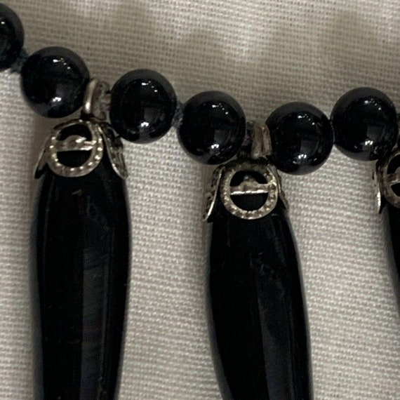 Authentic Unique Vintage Necklace Jet Black Glass… - image 3
