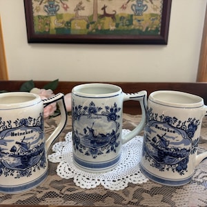 Delft Blue Hand Painted Heineken Beer Tankard Stein Mug Vintage Holland Lot 3 image 1