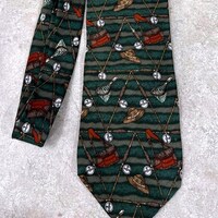 Cravate Homme Lands’ End Motif Truite Pêche – Soie 100%, Longueur Courte (<57 Pouces), Occasion Excellent état