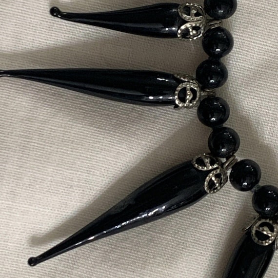 Authentic Unique Vintage Necklace Jet Black Glass… - image 4