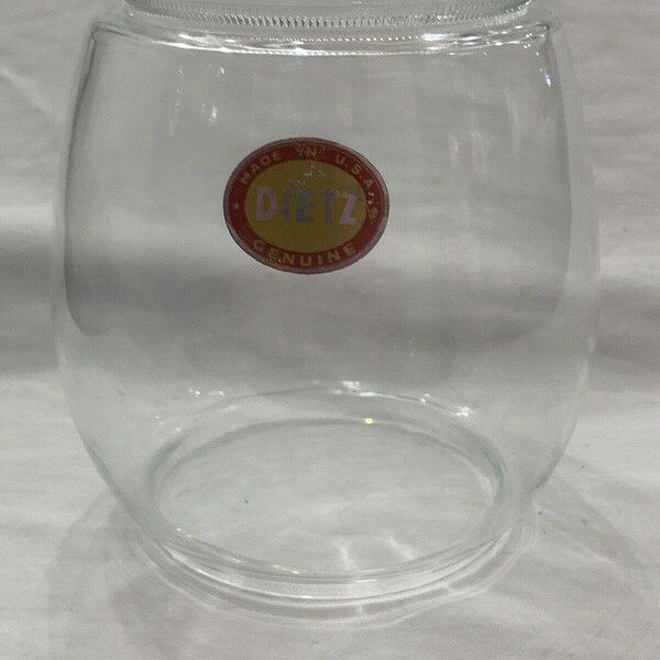 Vintage Dietz Clear Glass Lantern Globe Original Label, Clear