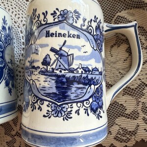 Delft Blue Hand Painted Heineken Beer Tankard Stein Mug Vintage Holland Lot 3 image 2