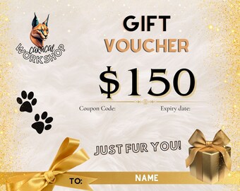 Therian Digital E-Gift 150 Dollars Card, Instant Email Gift Certificate, Last Minute Printable Voucher, Digital Download, Any Occasion Gift!
