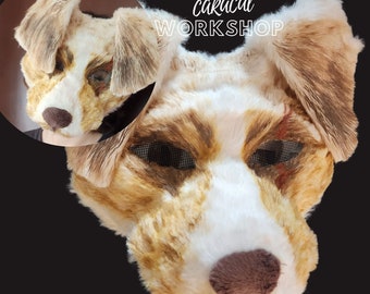 Weiß Braun Therian Hunde Maske mit Schlappohren - Kostüm Accessoire - Geschenk für Therianer und Furries - Made To Order