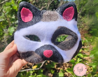 Calico White Brown Cat Mask for Therians and Furries - Unique Quadrobics Gear - Gift - Party Essential - Handmade Cosplay - MADE TO ORDER