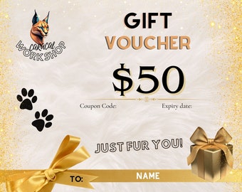 Therian Digital E-Gift 50 Dollars Card, Instant Email Gift Certificate, Last Minute Printable Voucher, Digital Download, Any Occasions Gift!