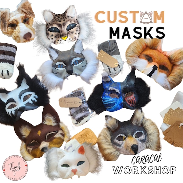 Masques de chat personnalisés - Masques à fourrure - Accessoire de cosplay pour costume d'animal personnalisable - Cadeau pour les Therians et les Furries - COMMISSIONS DE MASQUES PERSONNALISÉS