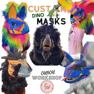 Custom Dino Masks - Raptor Partial Fursuit - Dinosaur Fans Gift - Customizable Costume Cosplay Accessory - DINO MASK COMMISSIONS