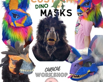 Máscaras de dinosaurio personalizadas - Traje de piel de raptor - Regalo para fanáticos de los dinosaurios - Accesorio de disfraz de cosplay personalizable - COMISIONES DE MÁSCARAS DE DINO