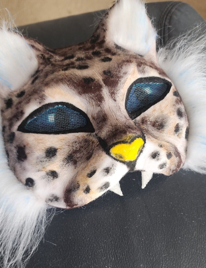 Snow Leopard Therian Cat Mask Customizable Furry Costume Accessory Gift