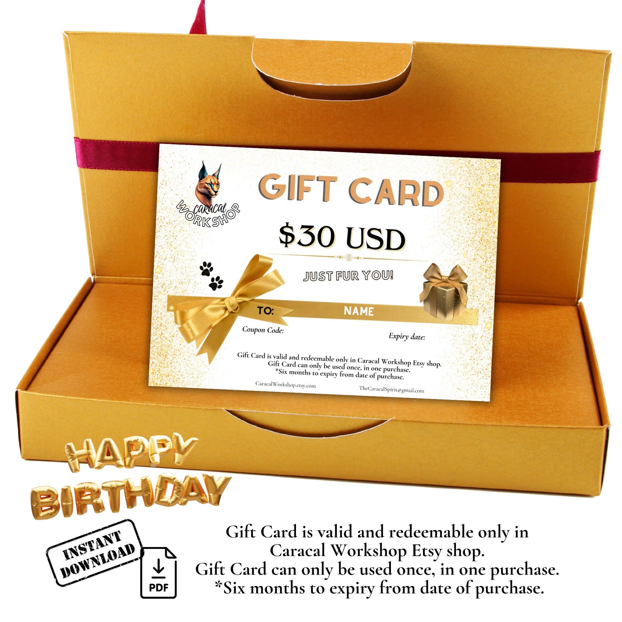 Instant Gift Card 30 USD Dollars to Spend, Email Gift