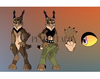 Custom Furry/ Feral Reference Sheet Digital Art Commission, Fursona Furry Adoption