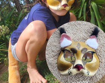 Caracal Cat Mask and Tail Set for Therians and Furries - Cosplay Essentials - MADE TO ORDER