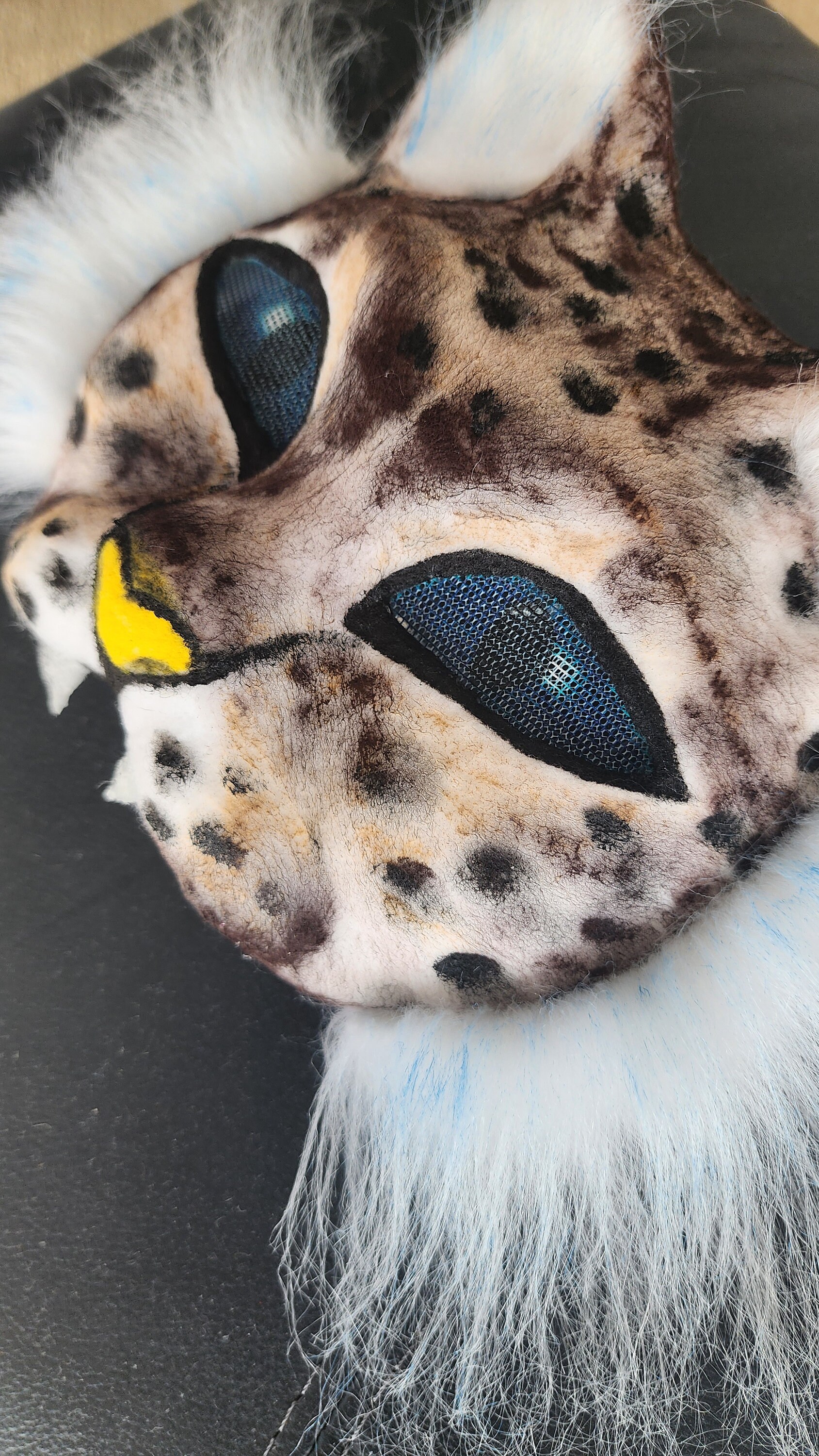 Snow Leopard Therian Cat Mask Customizable Furry Costume Accessory Gift