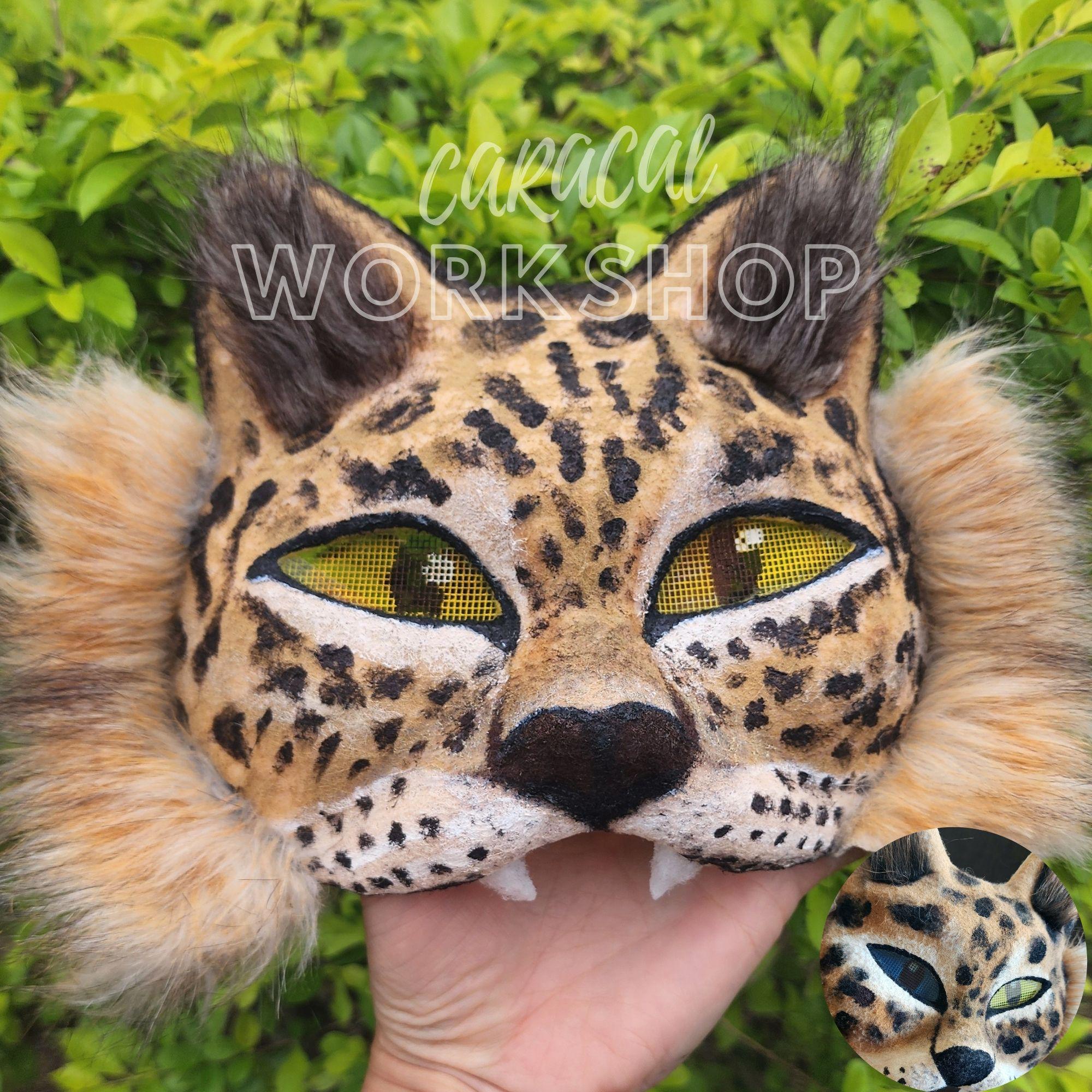 獣人や毛皮動物用のジャガー猫マスク - ユニークなクアドロビクスギア