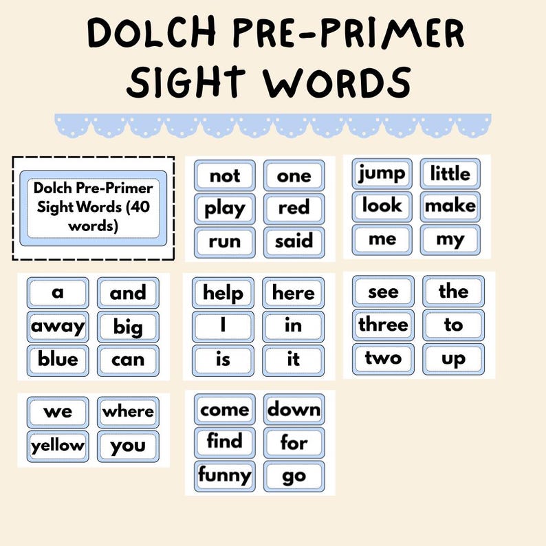 Printable Dolch Sight Word Flashcards | Preschool, Kindergarten, 1st ...