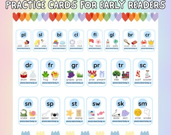 Phonics Blends & Digraphs Flashcards | Trace, Read Printable | Early ...