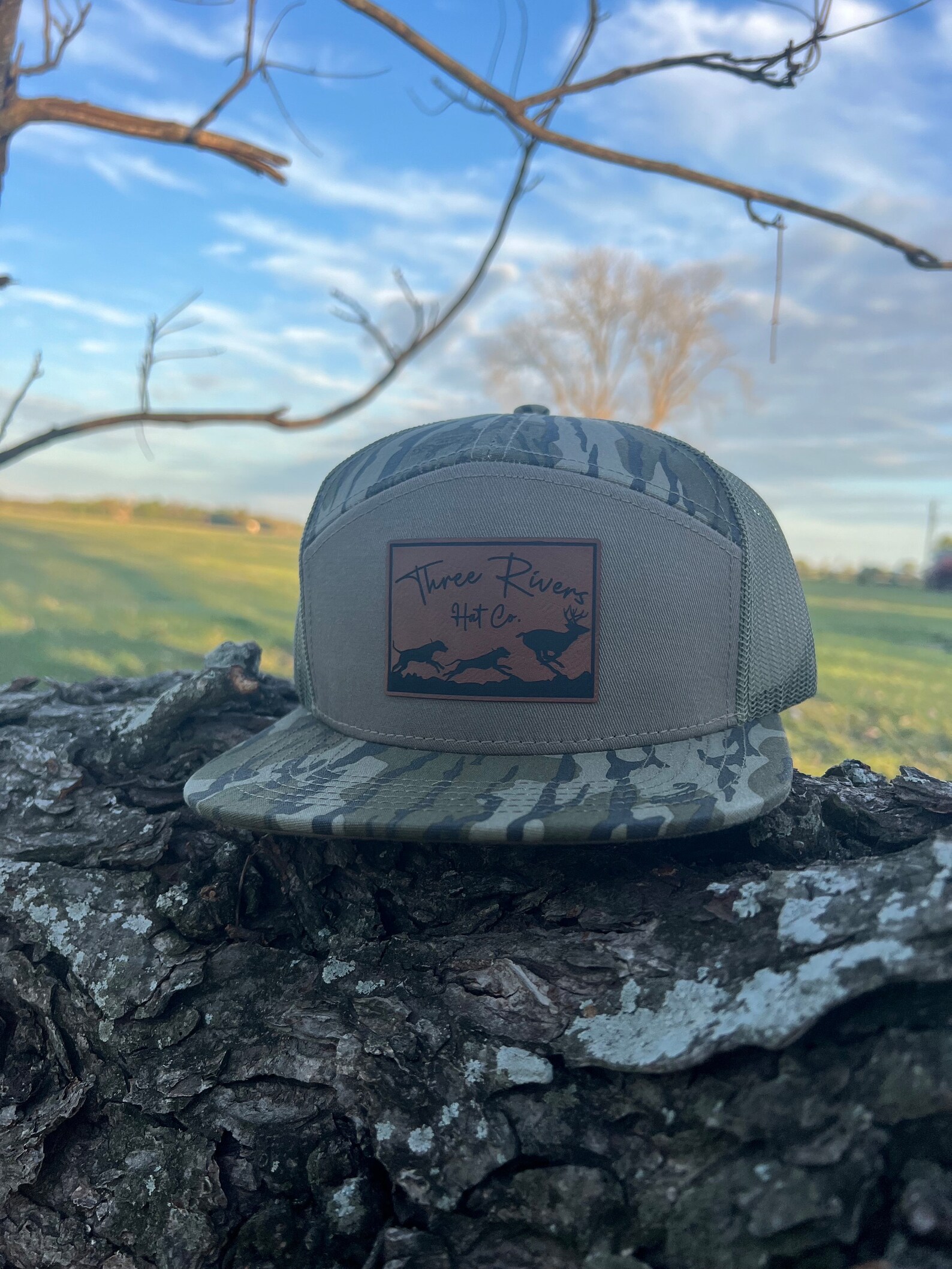 Deer Dog Hunting Patch Lost Hat Flatbill-mossy Oak Bottomland 7 Panel ...