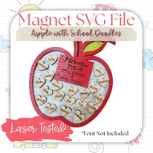 Gepersonaliseerde leraar appelmagneet SVG, schoolkrabbel appel gesneden bestand, lasergetest leraar cadeau, terug naar school SVG-bestand, SVG-bestand leraar