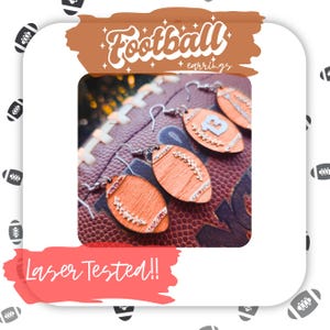 Football Earrings SVG Bundle with Letters & Numbers, Laser Tested, Beginner Friendly, Game Day Jewelry SVG, Digital Download, Custom Sports