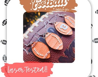 Football Earrings SVG Bundle with Letters & Numbers, Laser Tested, Beginner Friendly, Game Day Jewelry SVG, Digital Download, Custom Sports