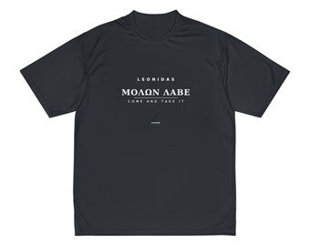 Leonidas "Molon Labe" Performance Gym Tee | Spartan Stoic Motivational Mens Athletic Shirt, Come and Take It