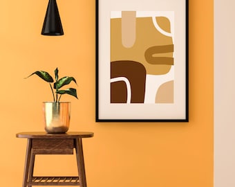 Earth Tone Abstract Wall Art, Japandi Minimalist Digital Download, Neutral Living Room Printable Decor