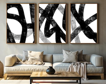 Set di 3 poster astratti Wabi Sabi, stile minimalista giapponese, download digitale immediato per l'arredamento di casa.