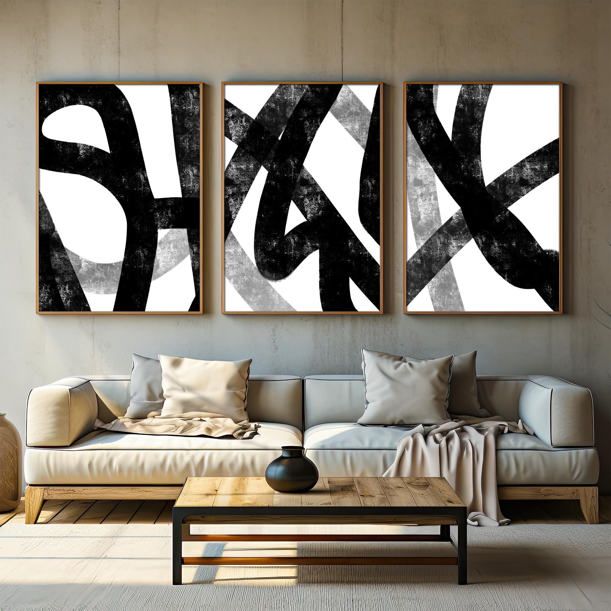 Wabi Sabi Abstract Wall Art Set of 3, Japandi Minimalist Poster ...