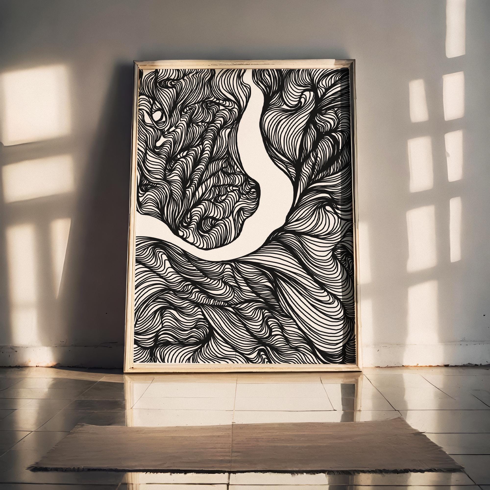 Black and White Abstract Line Art Print - Modern Minimal Wall Art ...