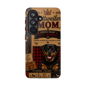 Coque pour téléphone Rottweiler pour maman, faux patchwork Rottie Dog Lover Cover pour iPhone et Samsung, cadeau gardien fidèle