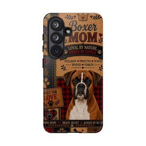 Boxer Mom Phone Case, Faux Patchwork Boxer Cover for iPhone & Samsung Dog Lover Gift
