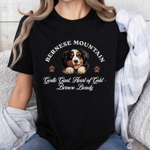 Bernese Mountain Dog T-Shirt – Unisex Tee with “Gentle Giant, Heart of Gold – Bernese Beauty” Slogan | Big Dog Lover Gift