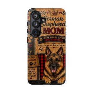Funda para teléfono de mamá de pastor alemán, funda de pastor alemán con patchwork de imitación para iPhone y Samsung, regalo para amantes de los perros.