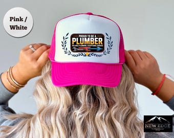 Plumber Trucker Hat – Proud to Be a Plumber, Reliable Plumbing & Exceptional Service – Plumbing Mesh Cap Gift