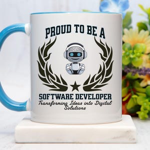 Proud to Be a Software Developer Accent Coffee Mug – “Transforming Ideas into Digital Solutions” – Tech Gift by New Edge Gifts and Novelties