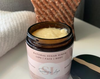 Exfoliante facial de azúcar natural / Exfoliante corporal de azúcar / Exfoliante labial de azúcar / Exfoliante facial de coco / Exfoliante no tóxico para rostro, labios y cuerpo