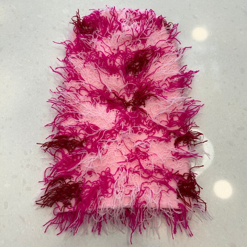 Pink Distressed Balaclava Ski Mask Soft Knitted Balaclava Rapper Toque ...