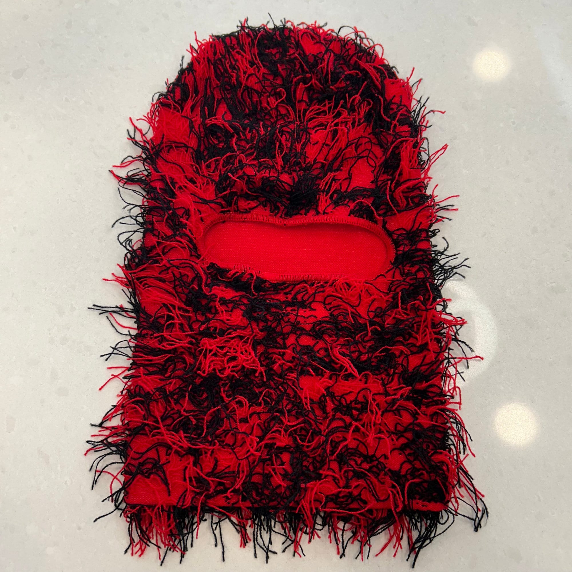 Red and Black Distressed Balaclava Ski Mask Soft Knitted Balaclava ...