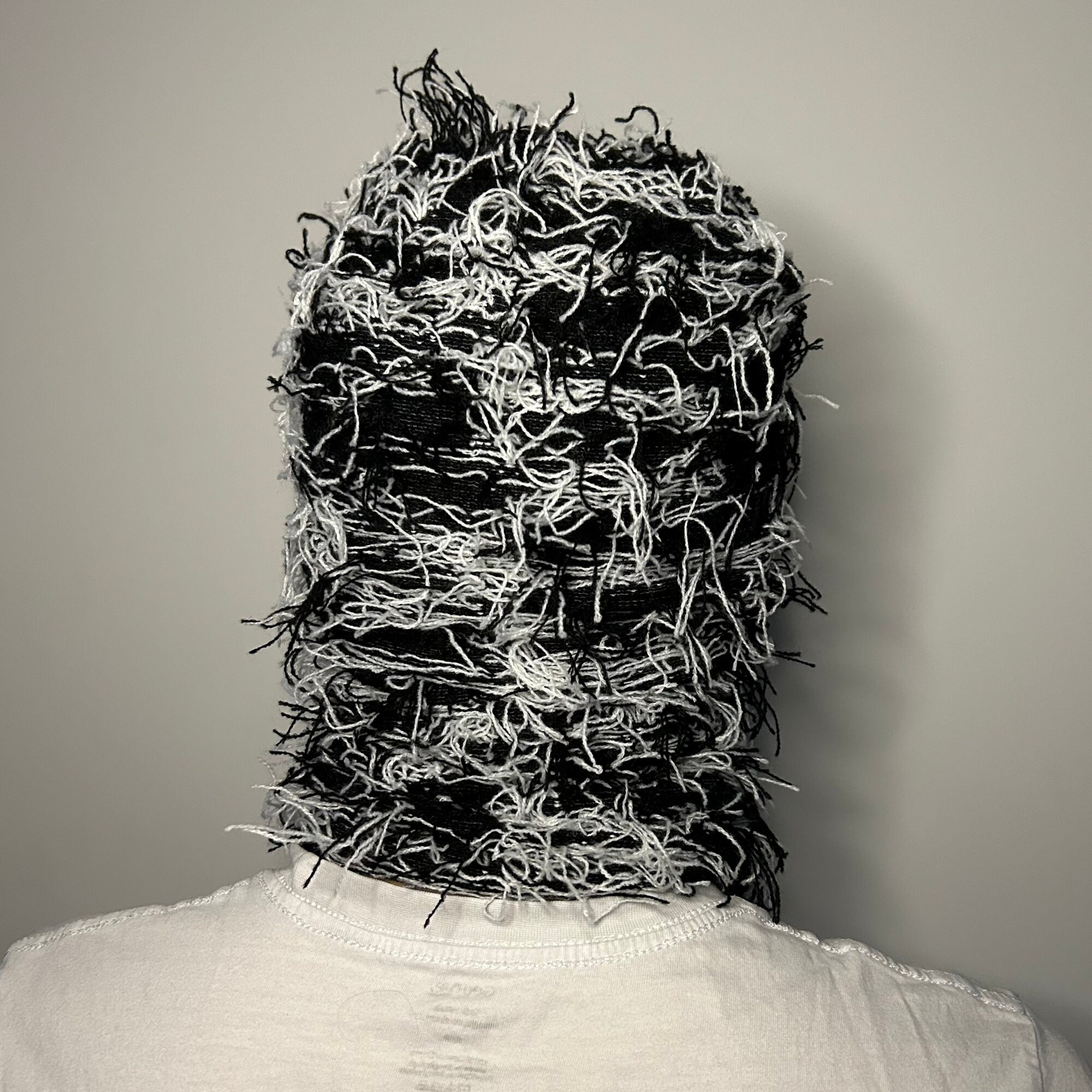 Black Distressed Balaclava Ski Mask Soft Knitted Balaclava Rapper Toque ...